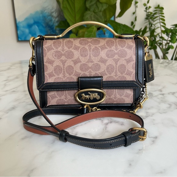 Coach 1941 Riley Top Handle 22 Signature Canvas Brass Tan Black 73937 Crossbody - Picture 16 of 16